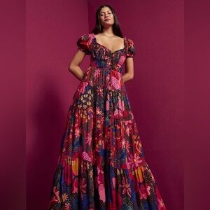 XL (16) FARM Rio Floral Maxi Dress, Mixed Wild Life Lenzing Ecovero Viscose